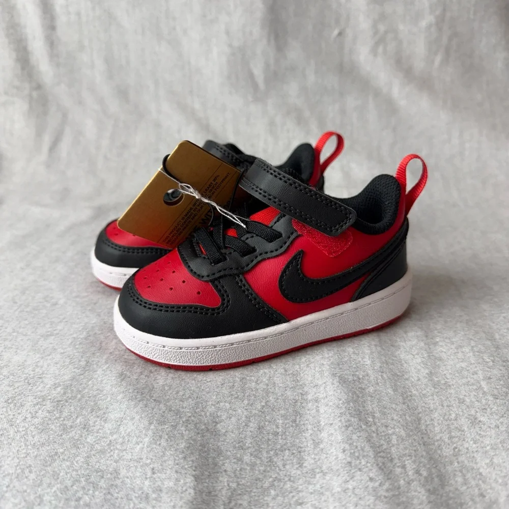 Nike Kids Court‎ Borough Low Recraft University Red and Black Sneakers